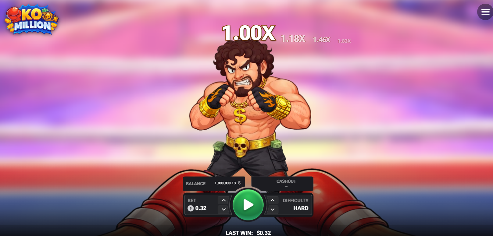 KO Million demo gratis app bonus: pugile sul ring con il moltiplicatore in corso