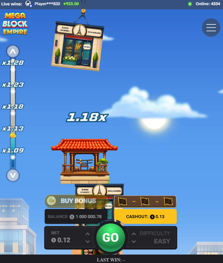MegaBlock Empire app italiano gioco d'azzardo truffa: versione mobile verticale con la gru